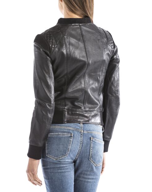 Veste en Cuir Alba noire