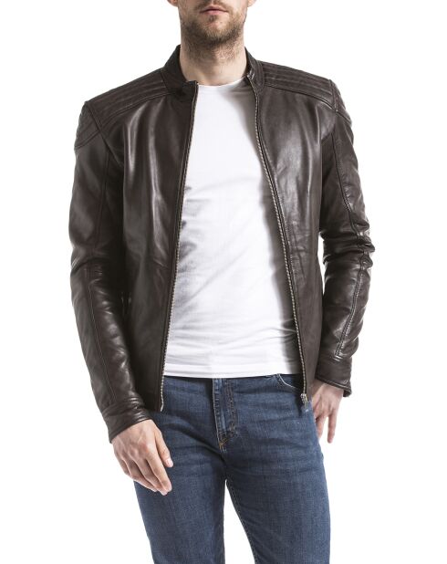 Veste en Cuir Ardesco marron