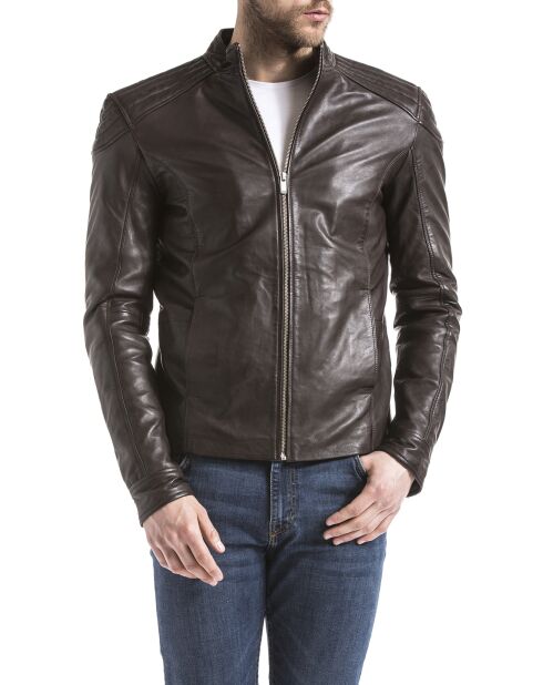 Veste en Cuir Ardesco marron