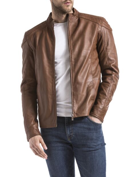 Veste en Cuir Ardesco cognac