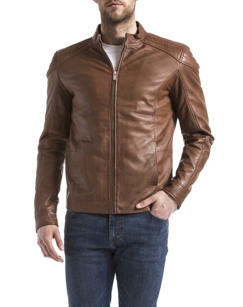 Veste en Cuir Ardesco cognac