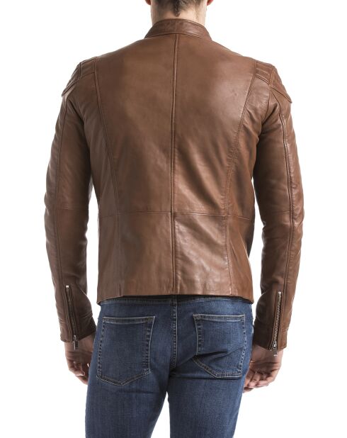 Veste en Cuir Ardesco cognac