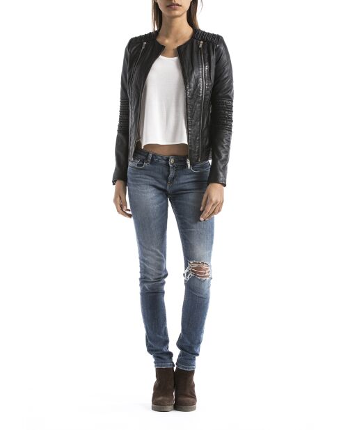 Veste en cuir Bandama noire