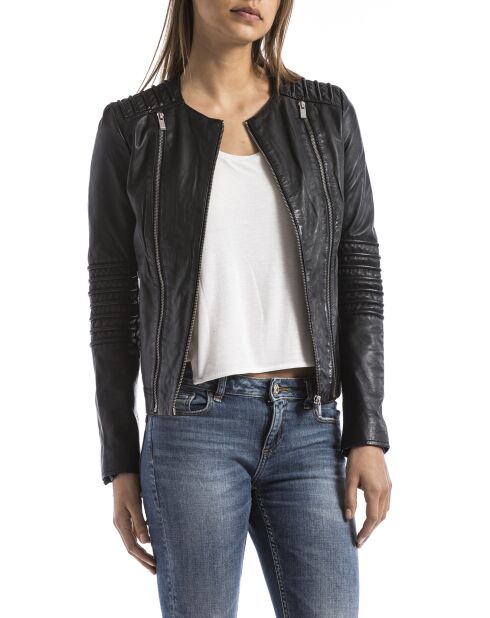 Veste en cuir Bandama noire