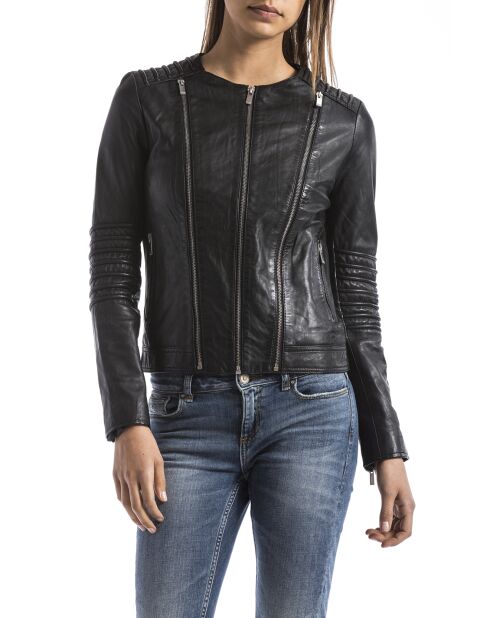 Veste en cuir Bandama noire