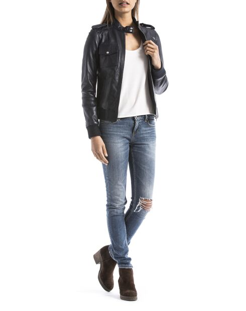 Veste en Cuir Belaya marine