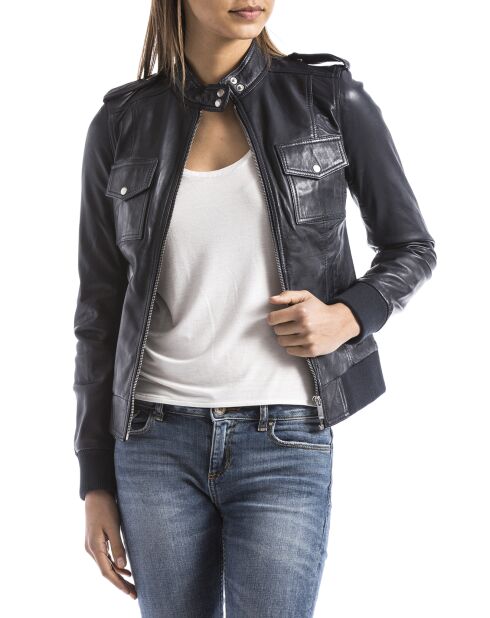 Veste en Cuir Belaya marine