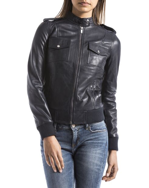 Veste en Cuir Belaya marine