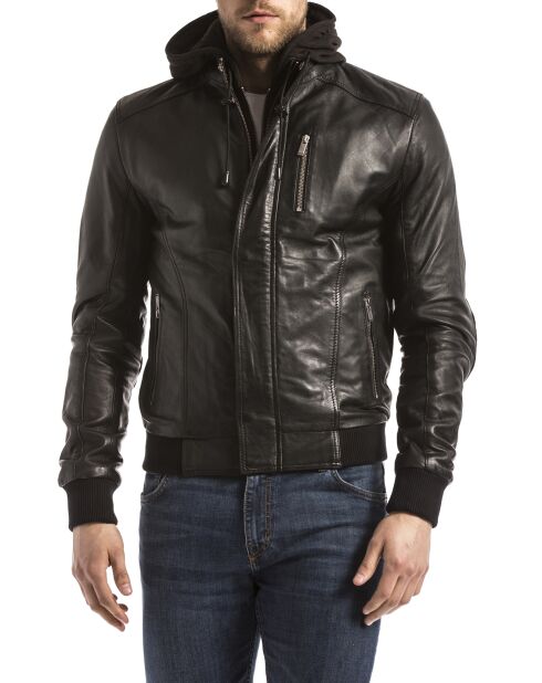 Veste en Cuir Brezon noire