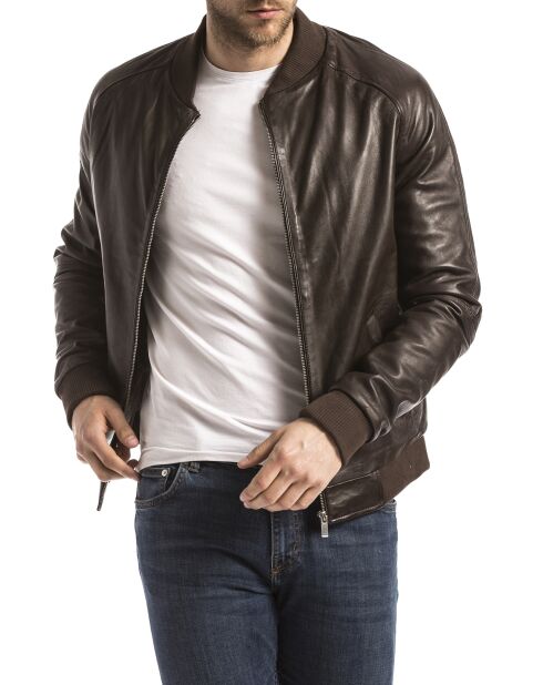 Veste en Cuir Eze marron