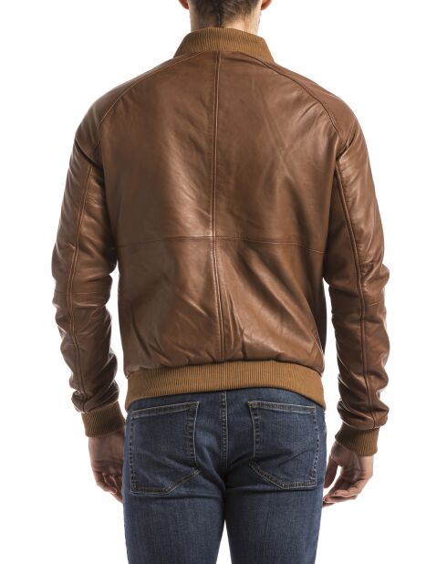 Veste en Cuir Eze cognac