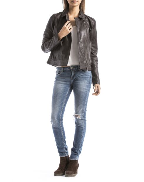 Veste en Cuir Laita marron