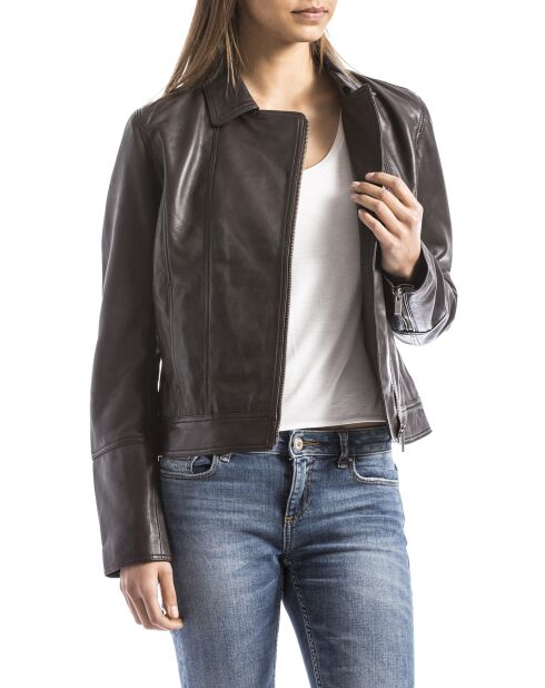 Veste en Cuir Laita marron
