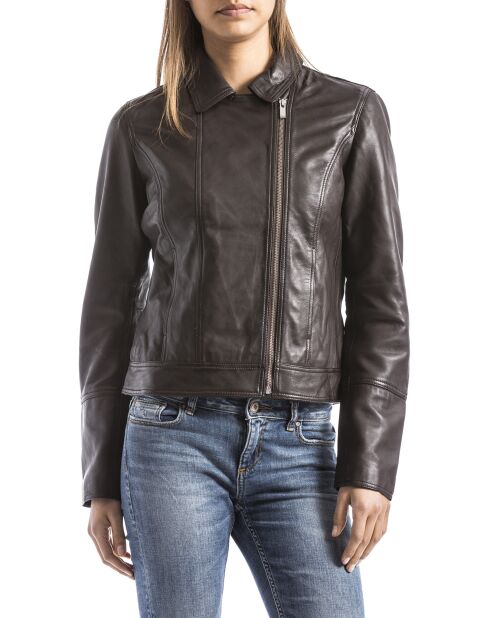 Veste en Cuir Laita marron