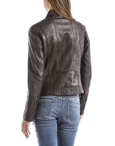 Veste en Cuir Laita marron