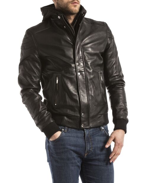 Veste en Cuir Maros noire