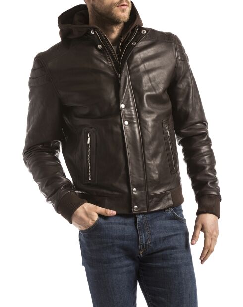 Veste en Cuir Maros marron