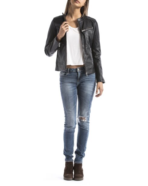 Veste en Cuir Pearl noire