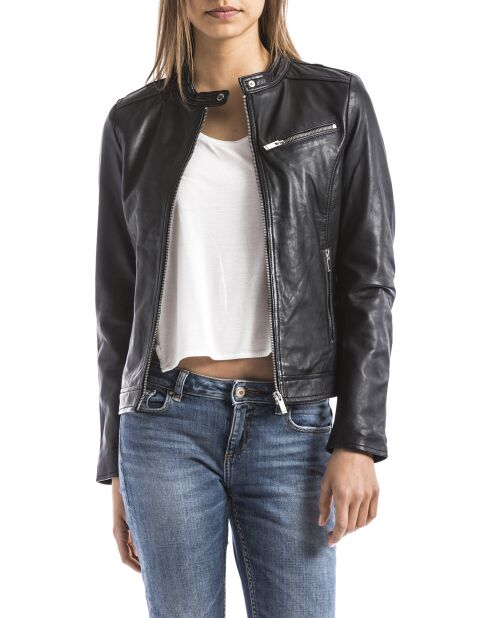 Veste en Cuir Pearl noire