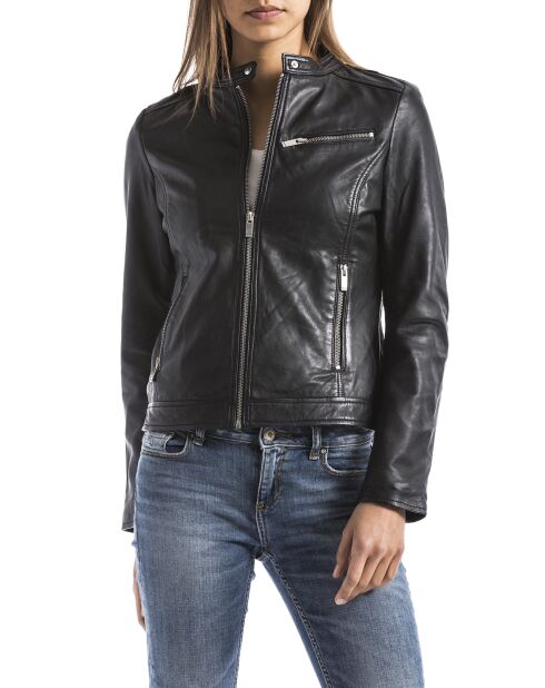 Veste en Cuir Pearl noire
