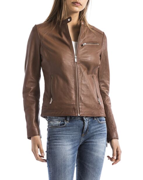 Veste en Cuir Pearl cognac