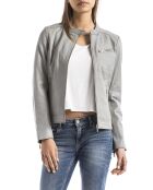Veste en Cuir Pearl gris clair