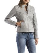 Veste en Cuir Pearl gris clair