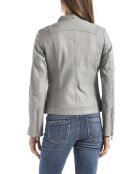 Veste en Cuir Pearl gris clair
