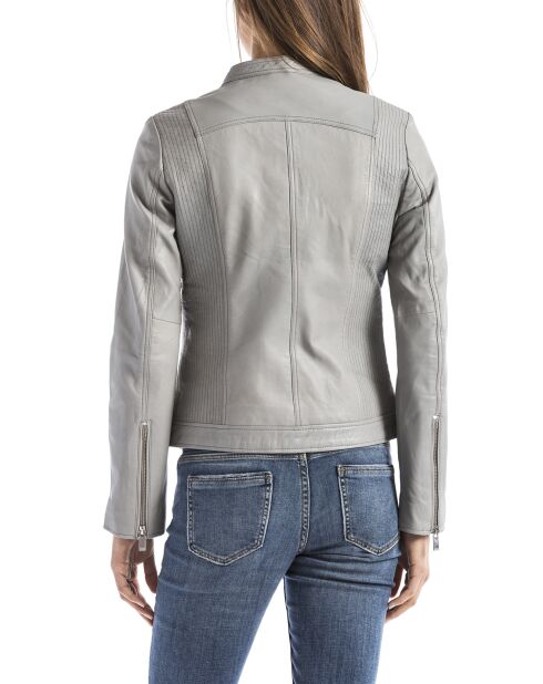 Veste en Cuir Pearl gris clair