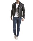 Veste en Cuir Thames noire