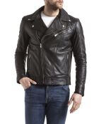 Veste en Cuir Thames noire