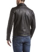 Veste en Cuir Thames noire