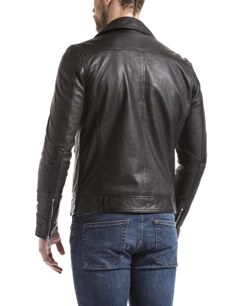 Veste en Cuir Thames noire