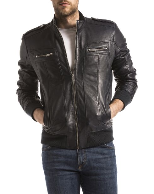 Veste en Cuir Tobol marine