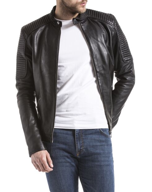 Veste en cuir Vardo noire