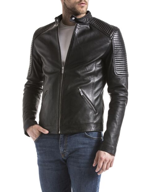 Veste en cuir Vardo noire