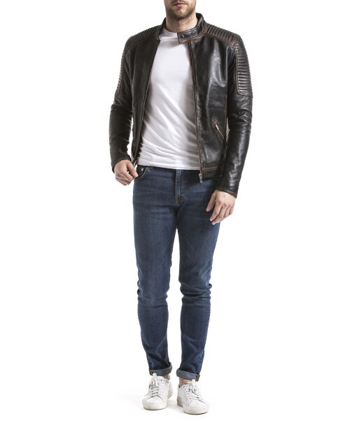 Veste en cuir Vardo noir vintage