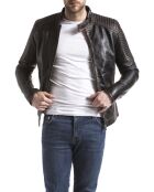 Veste en cuir Vardo noir vintage