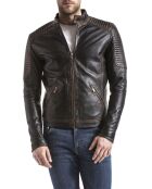 Veste en cuir Vardo noir vintage