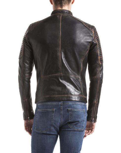 Veste en cuir Vardo noir vintage