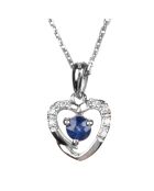 Pendentif  & chaîne Heart Diamants 0.02 ct Saphir 0.16 ct or blanc