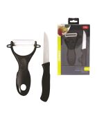 Couteau d'office & Éplucheur noirs - 7.5 cm