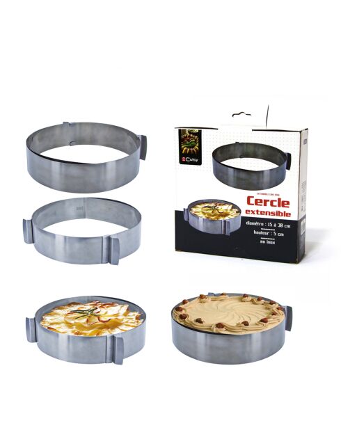 Cercle extensible en inox - D.15 cm