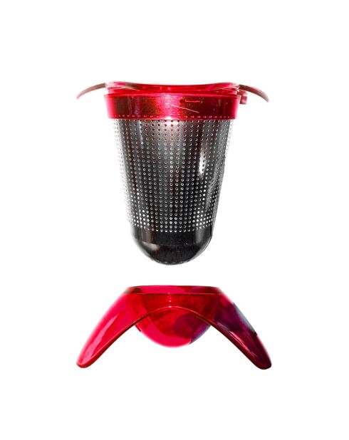 Theezetter + houder in willekeurige kleuren - 15x8,8x22 cm