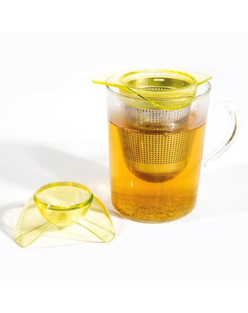 Theezetter + houder in willekeurige kleuren - 15x8,8x22 cm