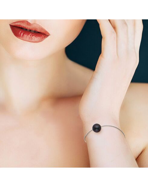 Bracelet Ariane Argent Perle d'Eau Douce noire 9-10 mm