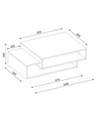 Tavolino da caffè con linguetta bianco/noce - 105x32x60 cm
