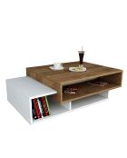 Tavolino da caffè con linguetta bianco/noce - 105x32x60 cm