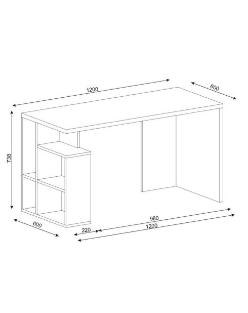 Bureau Labran cordoba/blanc - 120x74x60 cm