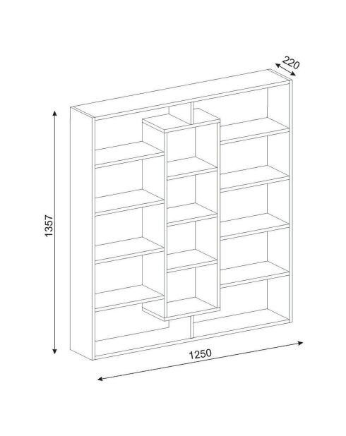 Bibliothèque Ample noyer - 125x136x22 cm